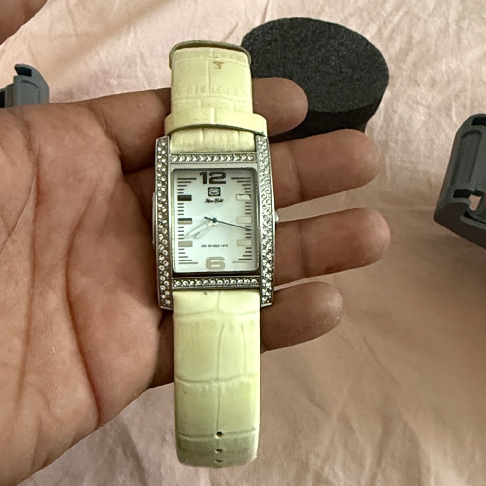 Marc Ecko Stainless Steel Watch with Cream Strap